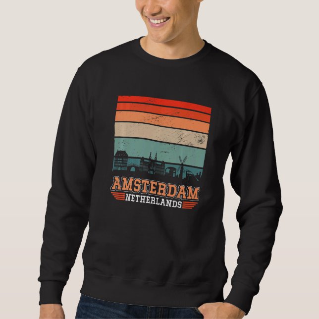 Niederlande Retro Vintag Sunset Skyline Sweatshirt (Vorderseite)