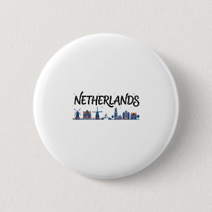 Niederlande Skyline Reise Urlaub Outfits Button