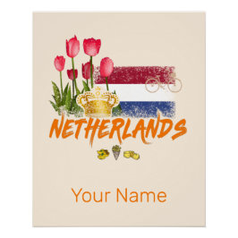Niederlande Vintag Holland Flag und Niederländisch Poster