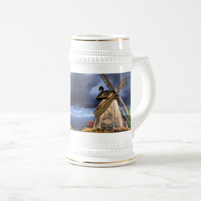 Niederlande Windmill Landscape Beer Stein Gift Bierglas (VorderseiteRechts)