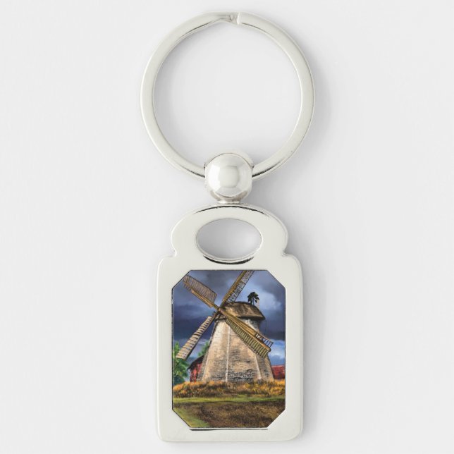 Niederlande Windmill Landscape Gift Schlüsselanhän Schlüsselanhänger (Vorderseite)