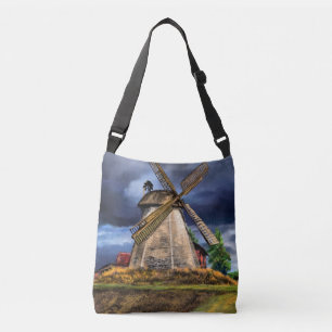 Niederlande Windmühle Landschaft Crossbody Bag Tragetaschen Mit Langen Trägern