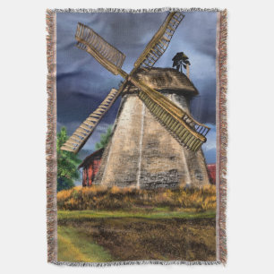 Niederlande Windmühle Landschaft Throw Blanket Decke