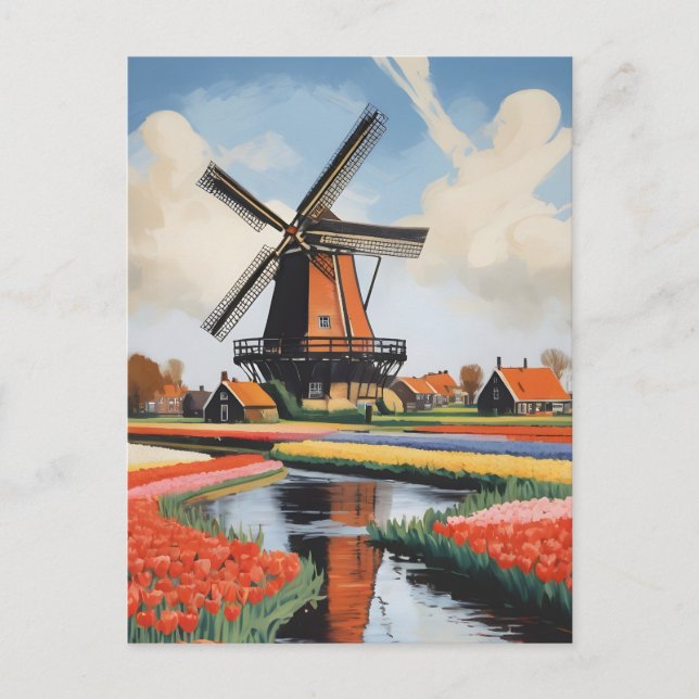 Niederlande Windmühlen Postkarte (Vorderseite)