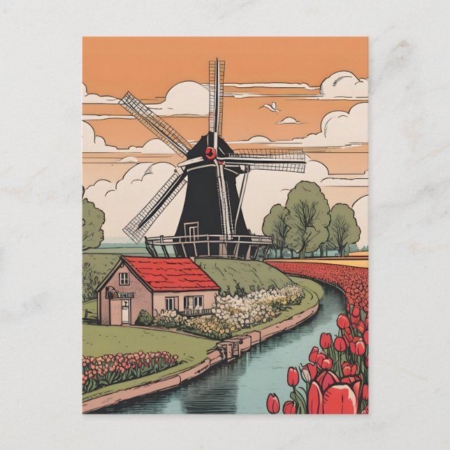 Niederlande Windmühlen Postkarte (Vorderseite)