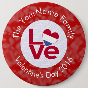 Niederländer Rot LOVE Flag Personalisiert Button