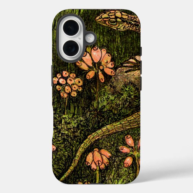 Niederländisch Art Nouveau Lizard und Wildblumen Case-Mate iPhone Hülle (Rückseite)