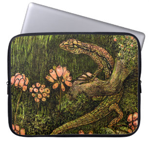 Niederländisch Art Nouveau Lizard und Wildblumen Laptopschutzhülle
