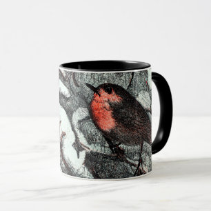 Niederländisch Art Nouveau Robin Bird im Winter Tasse
