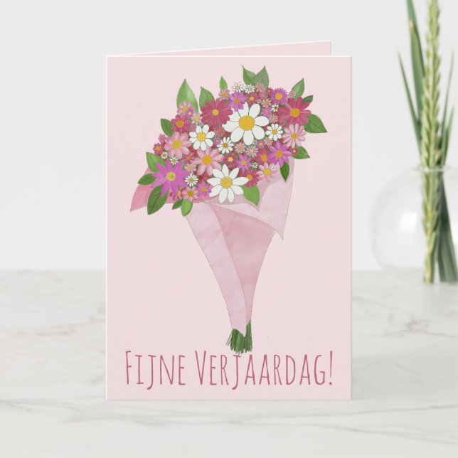 Niederländisch Birthday Pink Bouquet von Blume Karte (Vorderseite)