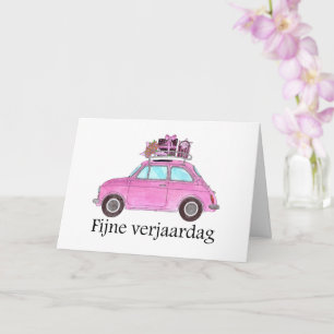 Niederländisch Birthday Retro Fiat 500 Karte