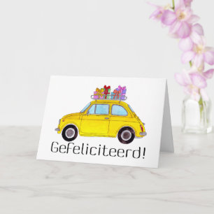 Niederländisch Birthday Retro Fiat 500 Karte