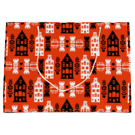 Niederländisch Folk Art Print Große Geschenktüte