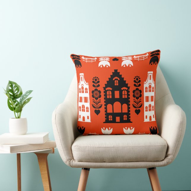 Niederländisch Folk Art Print Kissen (Stuhl )