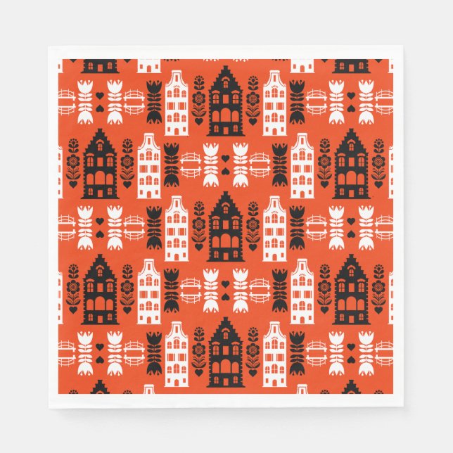 Niederländisch Folk Art Print Serviette (Vorderseite)