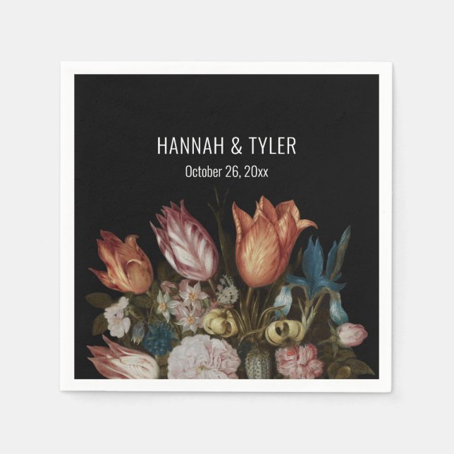 Niederländisch gestrichen Tulips Iris + farbenfroh Serviette (Vorderseite)