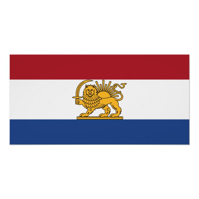 Niederländisch-Iranische Löwe-und-Sonne-Erbeflagge Poster (Vorderseite)