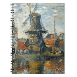 Niederländisch Windmill Harbour Impressionist Note Notizblock
