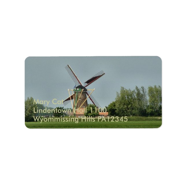 Niederländisch Windmühle #1 Adressaufkleber (Vorne)