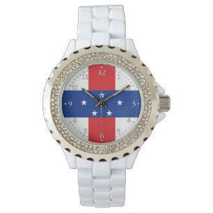Niederländische Antillen-Flagge Armbanduhr
