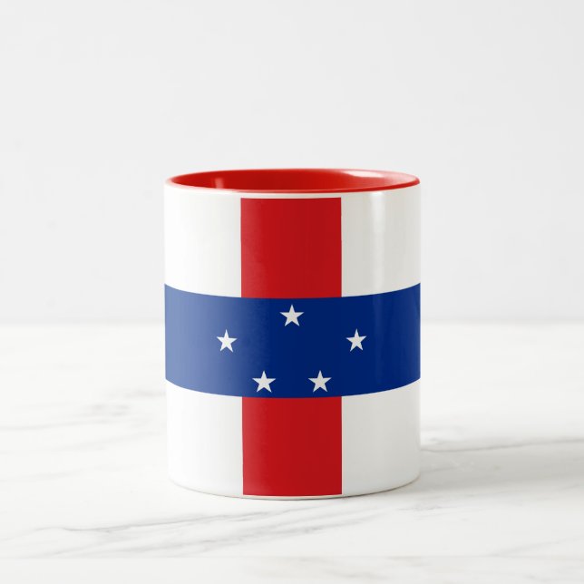 Niederländische Antillen-Flagge Zweifarbige Tasse (Mittel)