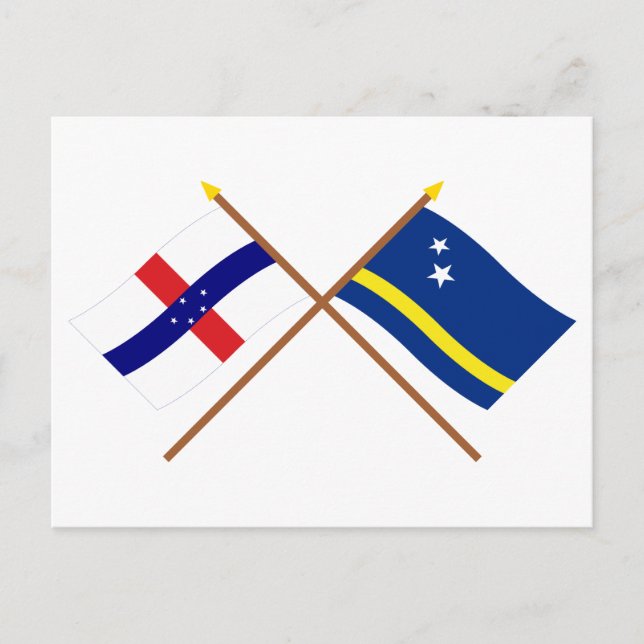 Niederländische Antillen und Crossed Flags von Cur Postkarte (Vorderseite)