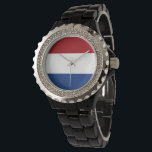 niederländische Flagge Armbanduhr<br><div class="desc">Ein ideales Geschenk für alle,  die Patrioten ihres Landes sind!</div>