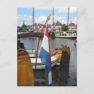 Niederländische Flagge, Boote & Hafen Lemmer Frysl Postkarte
