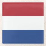 Niederländische Flagge Glasuntersetzer<br><div class="desc">Patriotische Flagge der Niederlande.</div>
