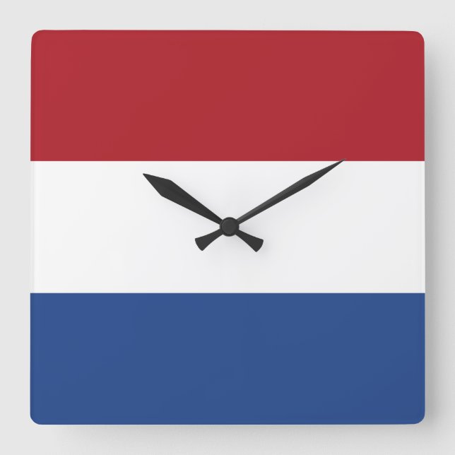 Niederländische Flagge Quadratische Wanduhr (Vorderseite)