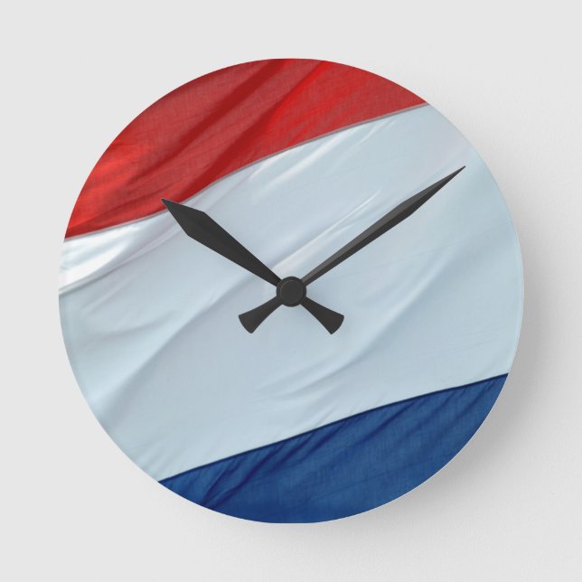 Niederländische Flagge Runde Wanduhr (Vorderseite)
