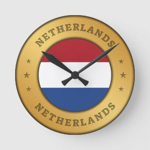 Niederländische Flagge Runde Wanduhr