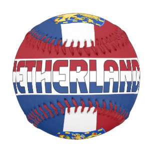 Niederländische Flagge und Wappen Patriotisch Baseball