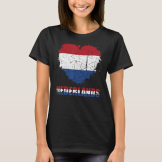 Niederländische Flagge Vintage Herz Grafik Holland T-Shirt