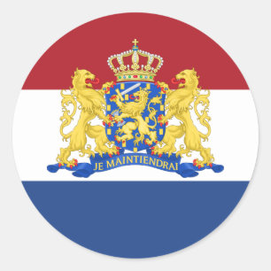 Niederländische Flagge & Wappen, Flagge der Nieder Runder Aufkleber