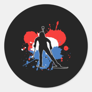 Niederländische Flaggenbiathlonistin - Niederländi Runder Aufkleber