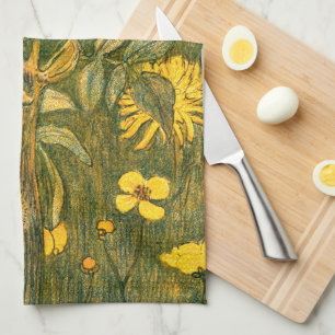 Niederländische Jugendstil-Wildblumen, Schmetterli Geschirrtuch