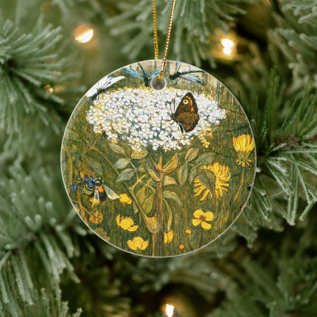 Niederländische Jugendstil-Wildblumen, Schmetterli Keramik Ornament (Baum)