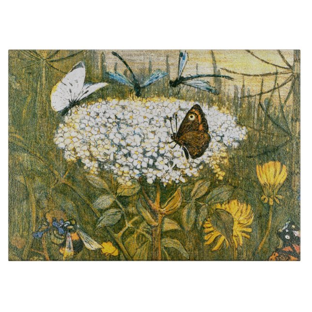 Niederländische Jugendstil-Wildblumen, Schmetterli Schneidebrett (Vorderseite)