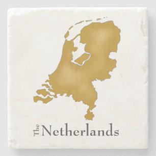 Niederländische Karte in Gold Watercolor Steinuntersetzer