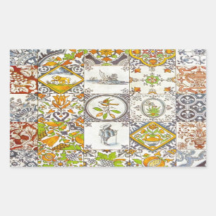 Niederländische Keramik-Fliesen Rechteckiger Aufkleber