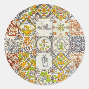 Niederländische Keramik-Fliesen Runder Aufkleber