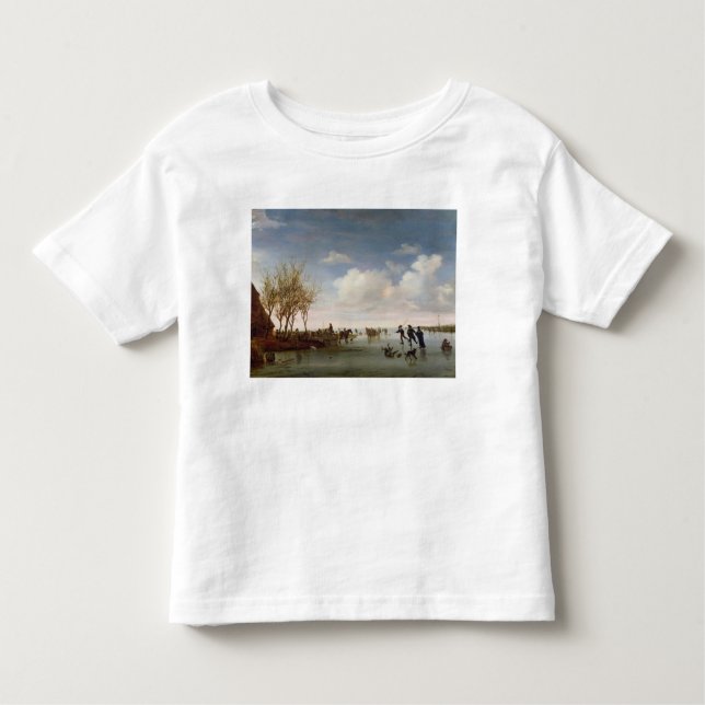 Niederländische Landschaft mit Skatern Kleinkind T-shirt (Vorderseite)