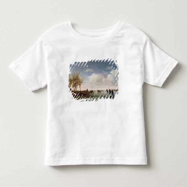 Niederländische Landschaft mit Skatern Kleinkind T-shirt (Vorderseite)