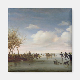 Niederländische Landschaft mit Skatern Magnet