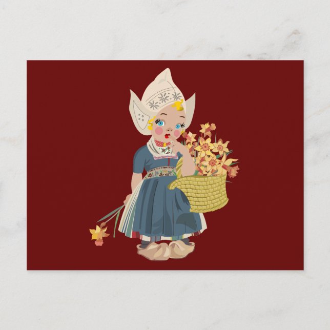 NIEDERLÄNDISCHE MÄDCHEN-KUNSTPLATTEN POSTKARTE (Vorderseite)