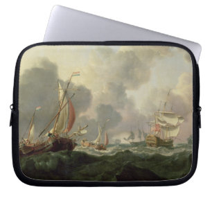 Niederländische Rosa und eine britische Fregatte Laptopschutzhülle