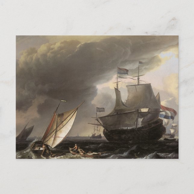 Niederländische Schiffe auf einem Stockmeer 1690 Postkarte (Vorderseite)