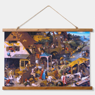niederländische Sprichwörter, Pieter Bruegel der Ä Wandteppich Mit Holzrahmen