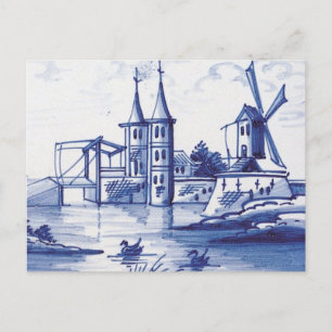 Niederländische traditionelle blaue Fliese Postkarte